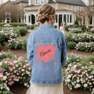 Heart “Amore” Grunge Denim Jacket