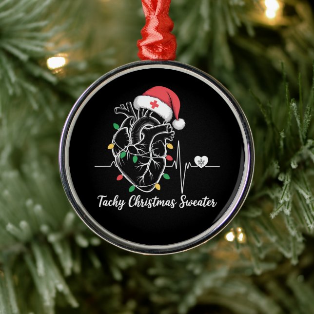 Heart Anatomy Christmas Nurse Cardiac Tachy Xmas Metal Ornament (Tree)