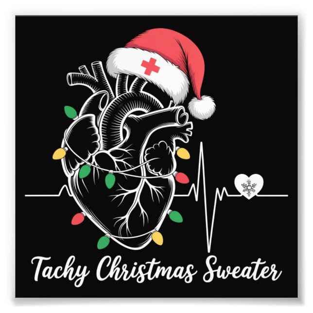 Heart Anatomy Christmas Nurse Cardiac Tachy Xmas Photo Print (Front)