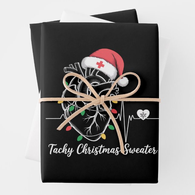 Heart Anatomy Christmas Nurse Cardiac Tachy Xmas Wrapping Paper Sheet (In situ)
