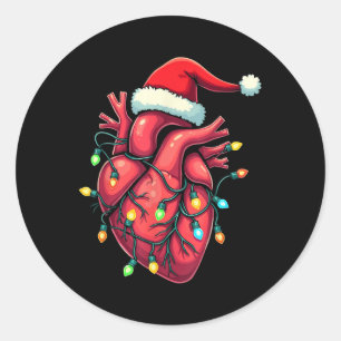 Heart Anatomy Christmas Nursing Christmas Hat Xmas Classic Round Sticker