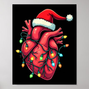 Heart Anatomy Christmas Nursing Christmas Hat Xmas Poster