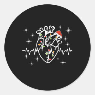 Heart Anatomy Christmas Nursing Santa Hat Anatomic Classic Round Sticker
