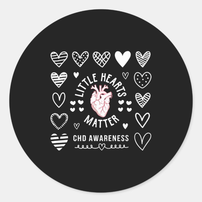 Heart Anatomy Valentine Little Heart Chd Awareness Classic Round Sticker (Front)