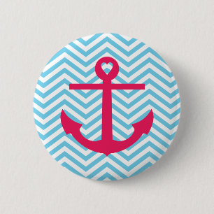 Heart Anchor 6 Cm Round Badge