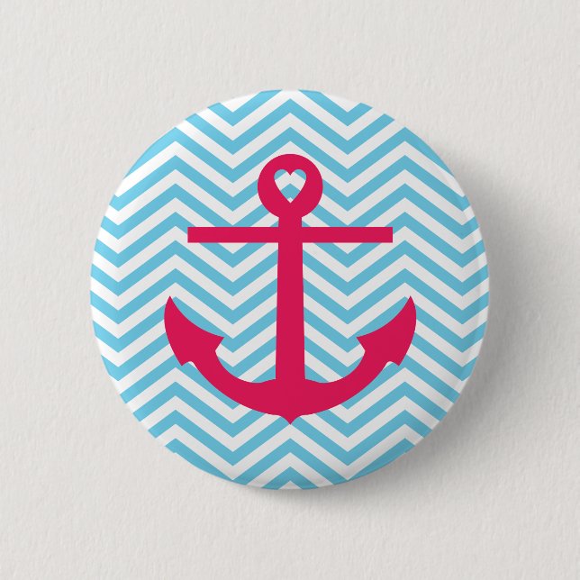 Heart Anchor 6 Cm Round Badge (Front)