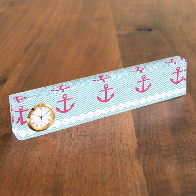 Heart Anchor Desk Name Plate and Clock (Side)