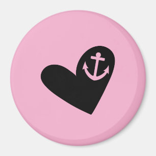 heart and anchor pink magnet