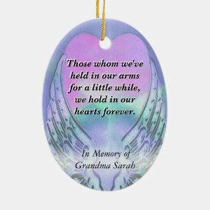 Heart and Angel Wings Memorial Ceramic Tree Decoration