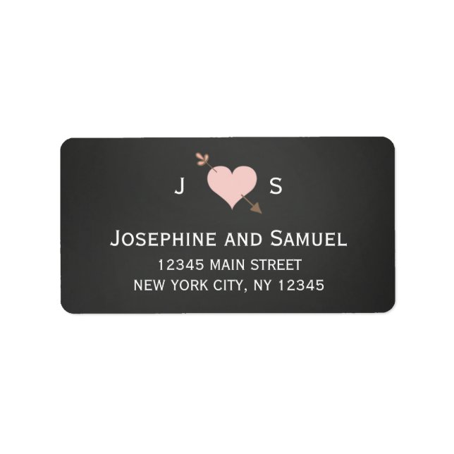 Heart and Arrow Chalkboard Address Labels (Front)