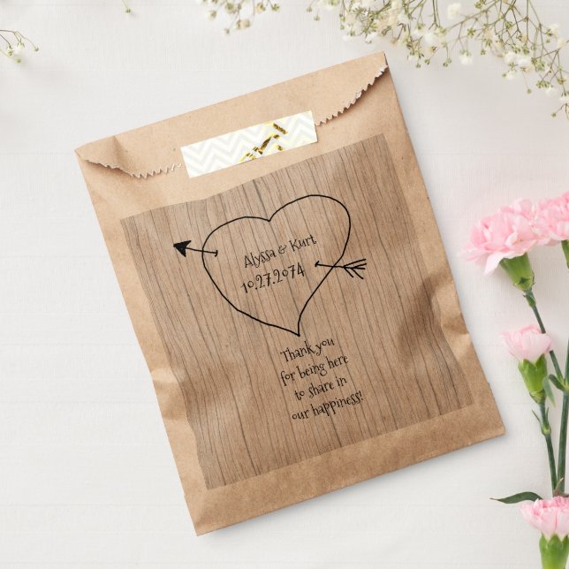 Heart and Arrow Wedding Message Favour Favour Bag (Sealed)