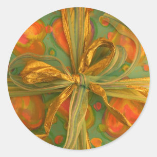 Heart and bow red green gift wrap sticker