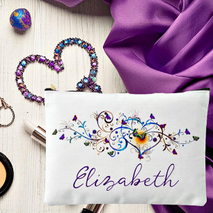 Heart and butterflies  accessory pouch