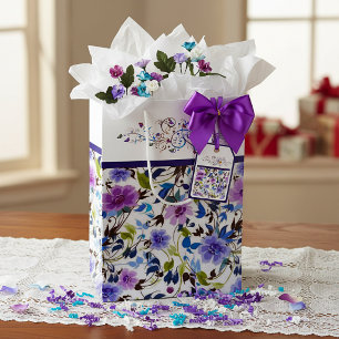 Heart and butterflies floral medium gift bag