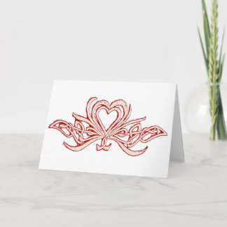 Heart and Celtic Knot Valentine Red Blush Holiday Card