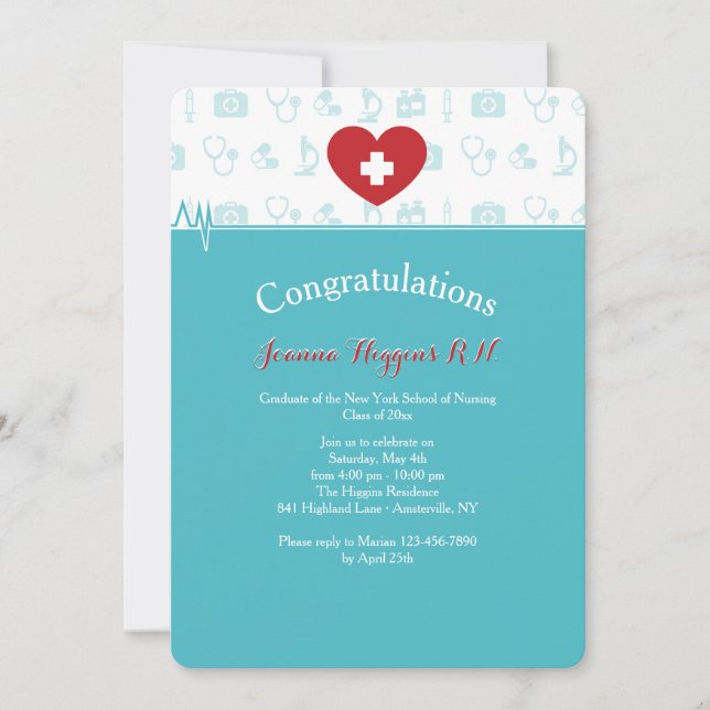 Heart and Cross Graduation Invitation (Front)