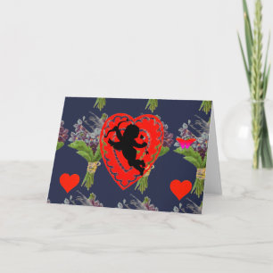 Heart and Cupid ORIGINAL ART Folded Greeting Card