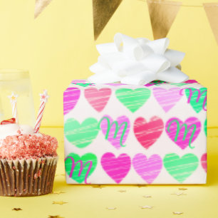 Heart and Custom Monogram for Your Unique Receiver Wrapping Paper