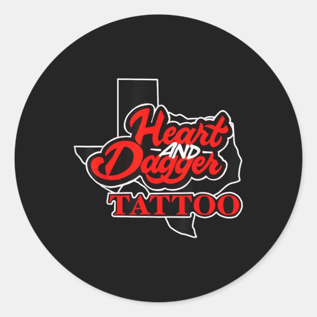Heart And Dagger Texas Red  Classic Round Sticker (Front)
