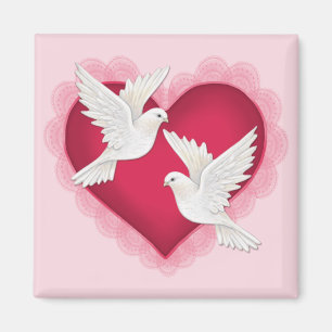 Heart and Doves - Pink Magnet