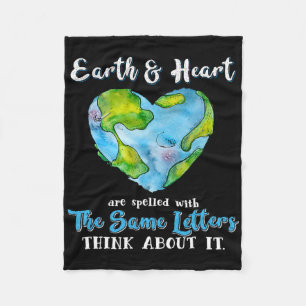 Heart And Earth Day Planet Anniversary Earth Day E Fleece Blanket