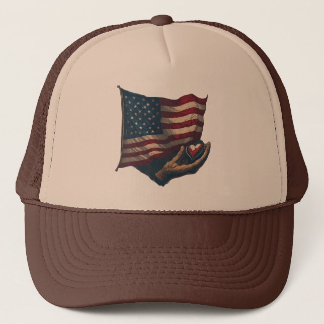 Heart and Flag Trucker Hat (Front)
