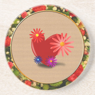 Heart and Flowers Coaster