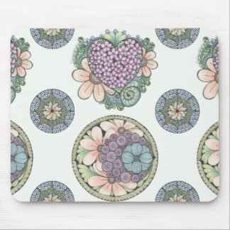 Heart and flowers doodle art mouse mat. mouse pad