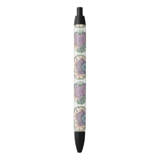 Heart and flowers doodle art pen. black ink pen
