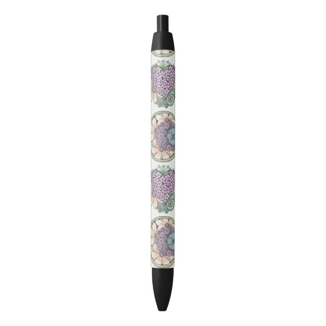 Heart and flowers doodle art pen. black ink pen (Front Vertical)