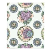 Heart and flowers doodle art print, large