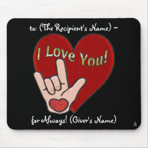 Heart and Hand - ASL for I Love You (Personalised) Mouse Pad