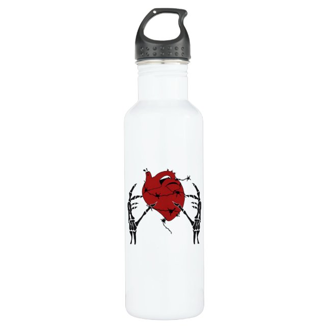 Heart And Hands - Skeleton Heart Hands  710 Ml Water Bottle (Front)