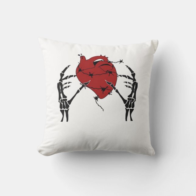 Heart And Hands - Skeleton Heart Hands  Cushion (Front)