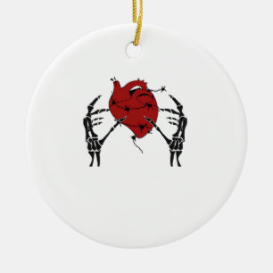 Heart And Hands Skeleton Heart Hands Soft Ceramic Ornament
