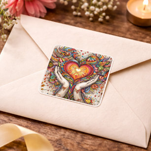 Heart and Hands Square Sticker