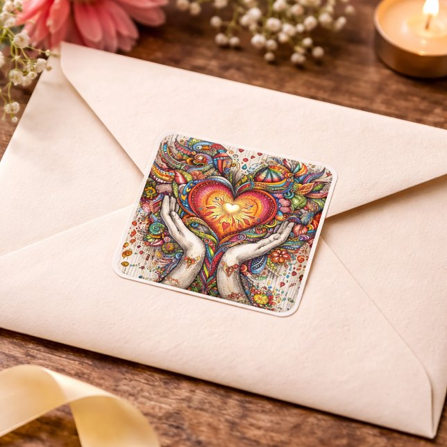 Heart and Hands Square Sticker (Creator Uploaded)