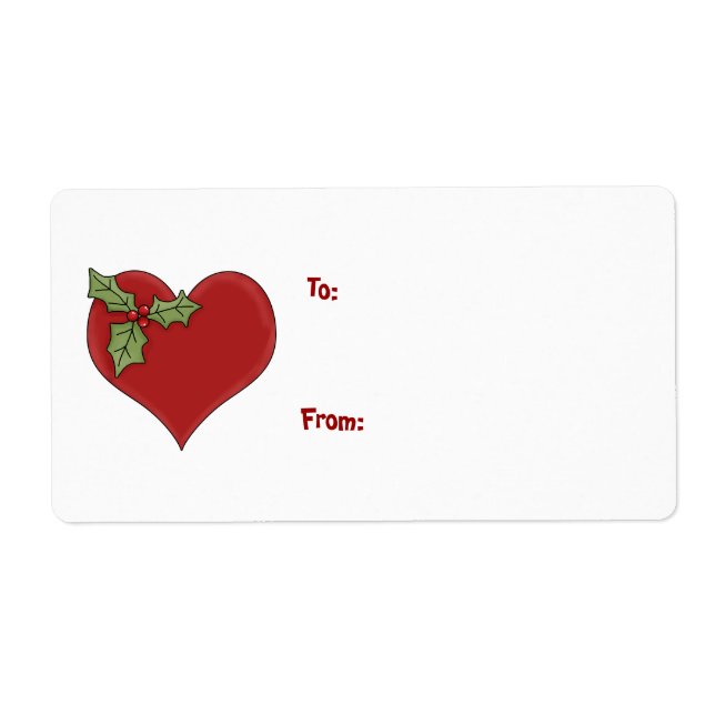 Heart and Holly Gift Label (Front)