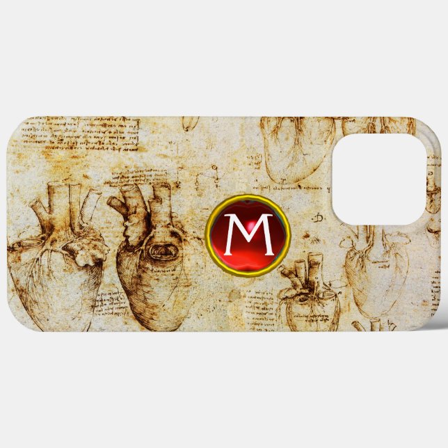 Heart And Its Blood Vessels Parchment Gem Monogram Case-Mate iPhone Case (Back (Horizontal))