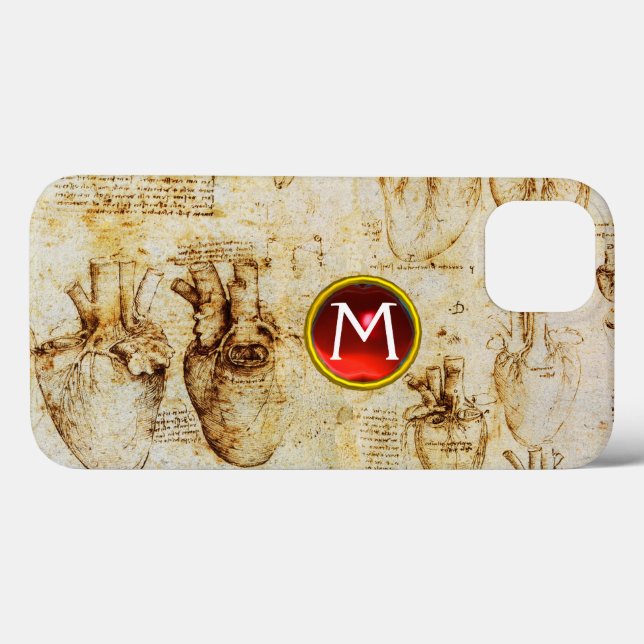 Heart And Its Blood Vessels Parchment Gem Monogram Case-Mate iPhone Case (Back (Horizontal))