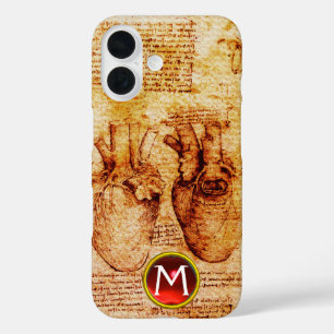 Heart And Its Blood Vessels Parchment Gem Monogram iPhone 16 Case