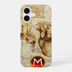 Heart And Its Blood Vessels Parchment Gem Monogram iPhone 16 Case