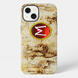 Heart And Its Blood Vessels Parchment Gem Monogram iPhone Case