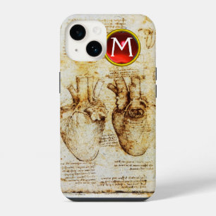 Heart And Its Blood Vessels Parchment Gem Monogram iPhone Case