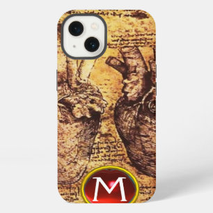 Heart And Its Blood Vessels Parchment Gem Monogram iPhone Case
