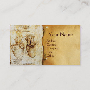 Heart And Its Blood Vessels Parchment Monogram Business Card