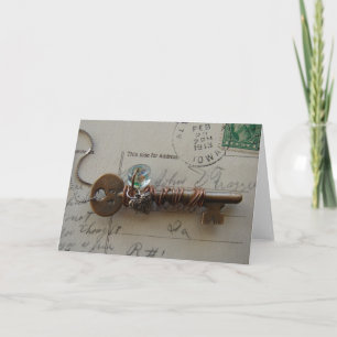 Heart and Key Mixed Media Necklace Still Life Card