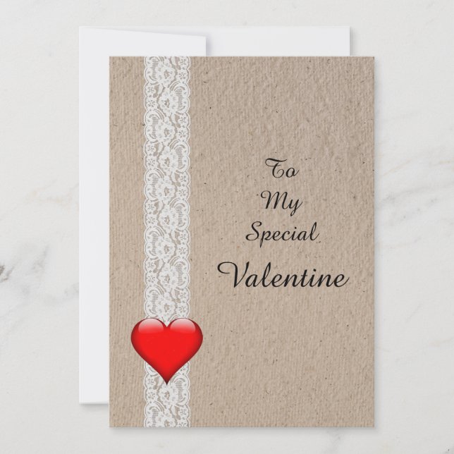 Heart and Lace Special Valentine Holiday Card (Front)