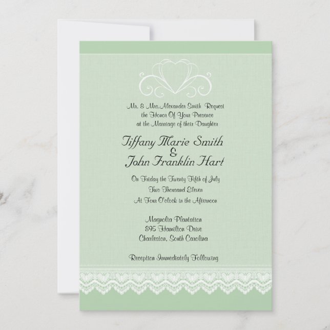 Heart and Lace Wedding Invitations (Front)