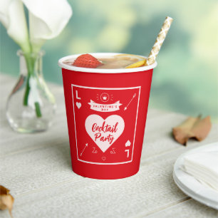 Heart and Love Red Pink Valentine's Day Party Paper Cups